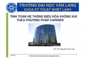 Giáo trình Tính toán hệ thống điều hòa không khí theo phương pháp Carrier - Nguyễn Duy Tuệ